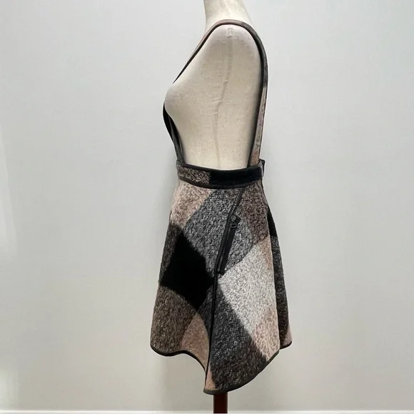 RARE 2010 3.1 Phillip Lim Trapezoid Leather Binding Brown Plaid Skirt Size 6 - Picture 6 of 15